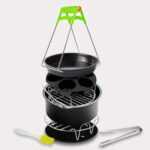 tilbehørssæt til airfryer til rund model med 10 dele til bagning, grill og løft af varme forme