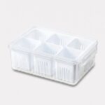 køleskabskasse til grøntsager og frugt med låg og separate rum til organiseret opbevaring