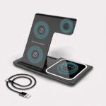 3 i 1 trådløs oplader med stativdesign til telefon, smartwatch og høretelefoner samlet ét sted