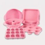 pink silikone bageform sæt til kager og muffins med flere forme til hjemmebagning